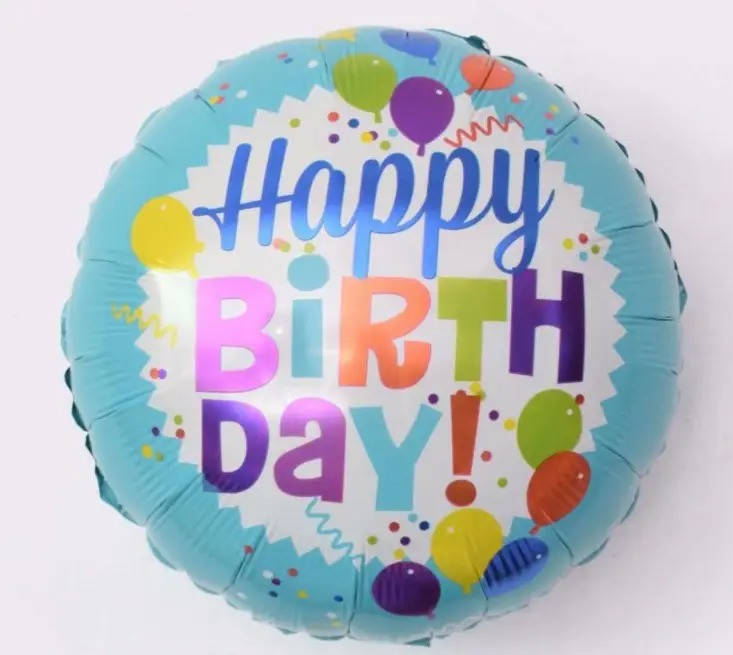 

Фольгированный круглый шар Happy Birthday голубой 18" 45 см, Разные цвета