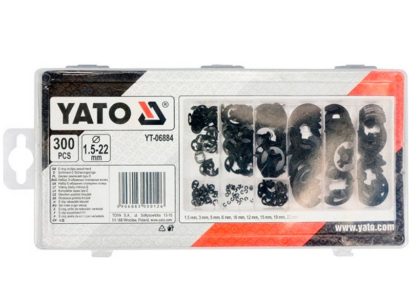 

Набор из 300 стопорных колец Yato YT-06884