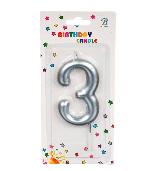 

Свечи - цифры в торт Silver "3"