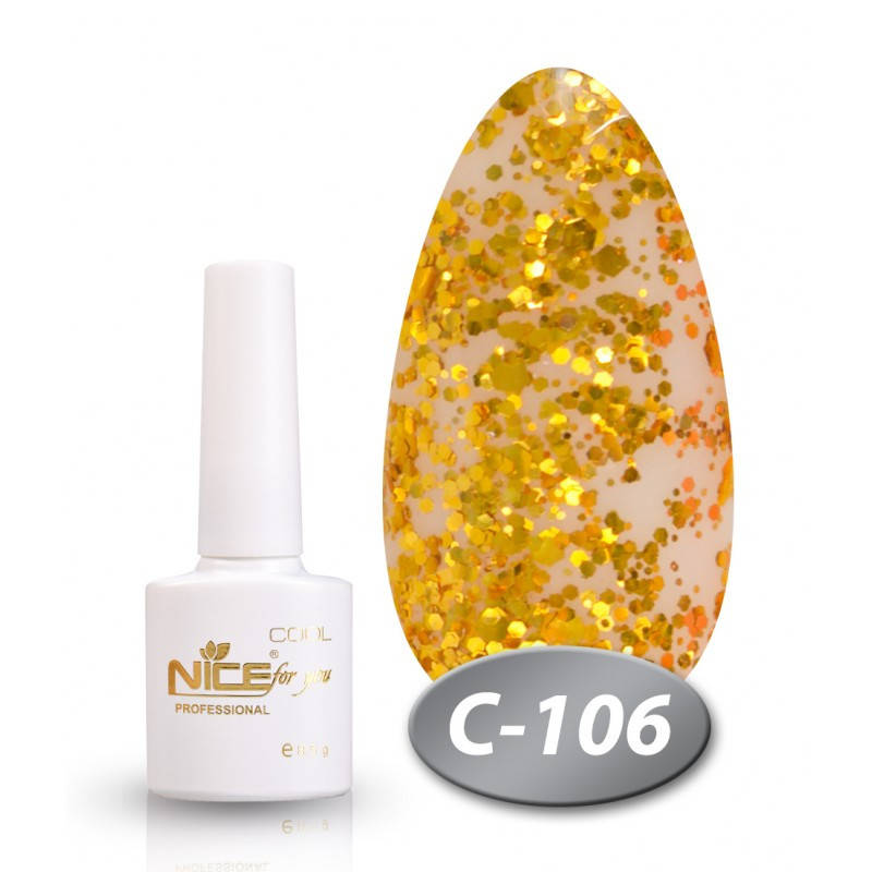 

Гель-лак Nice for you Cool C-106 золотые хлопья 8,5 мл