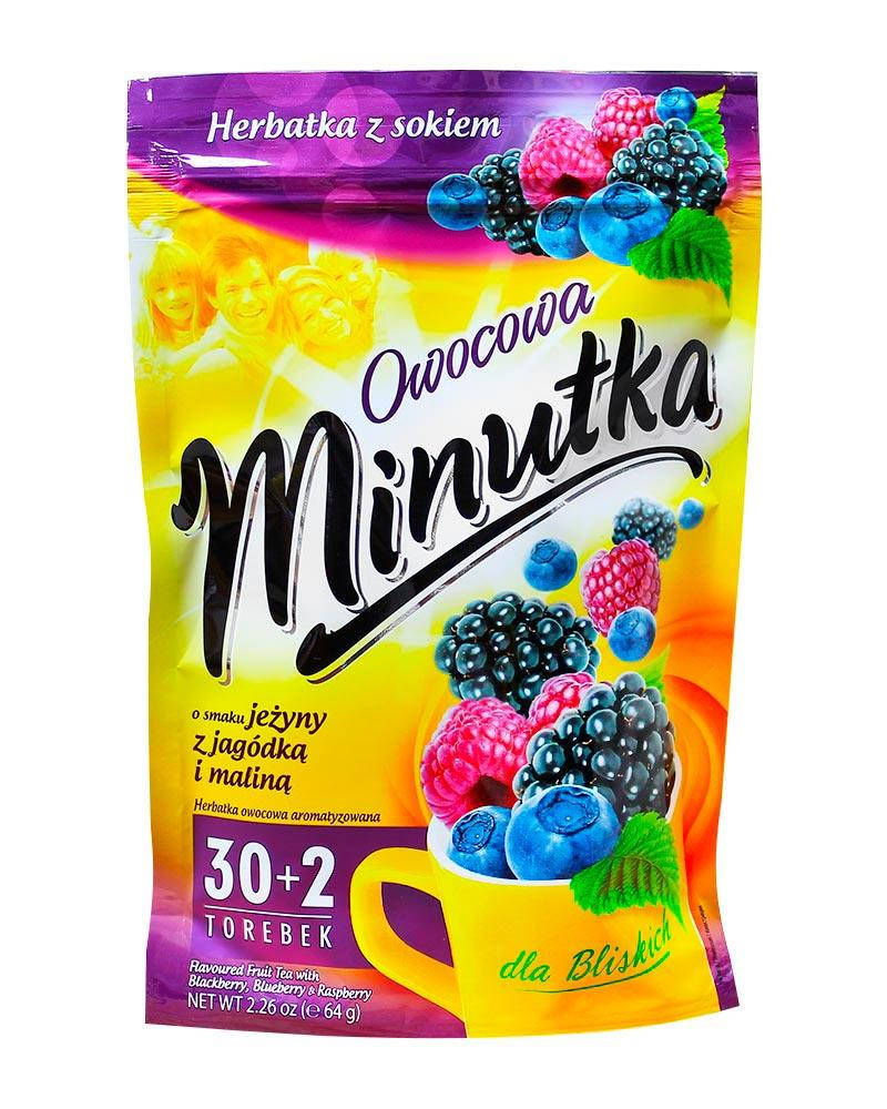

Чай фруктовый Minutka с ежевикой, черникой и малиной в пакетиках, 64 г (32шт*2г)