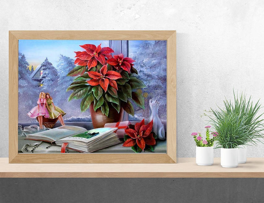 

Алмазная мозаика "Зима за окном, картина стразами. Матовая. 20*30 см