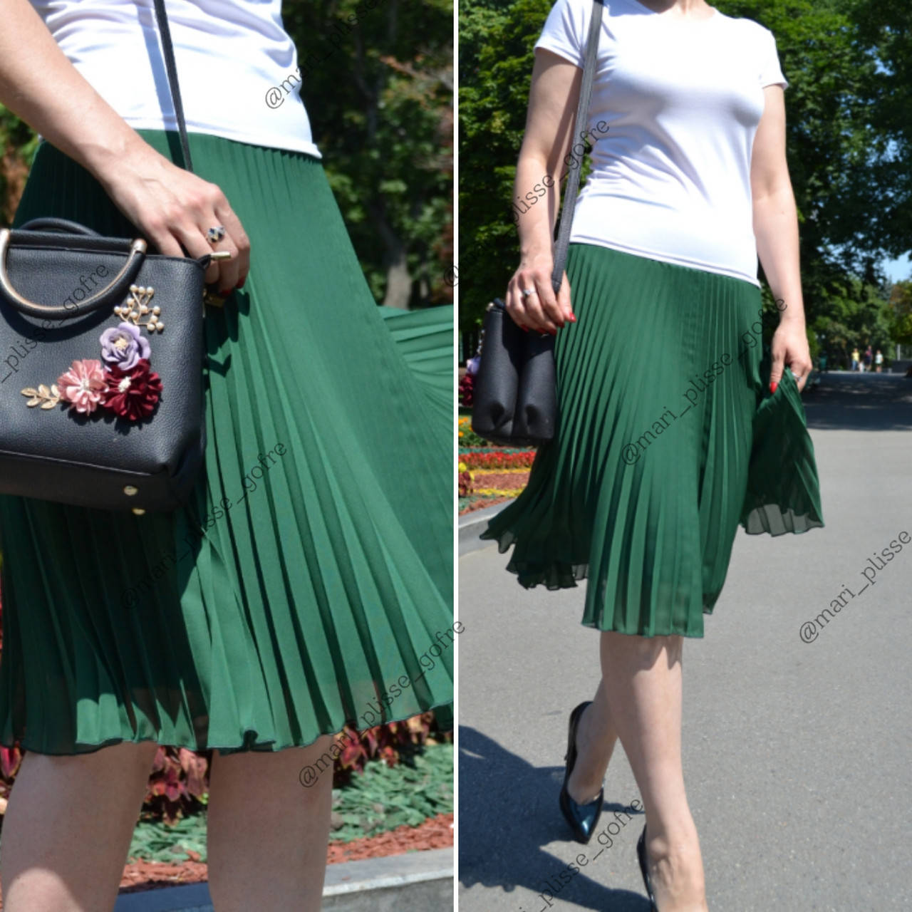 

Юбка плиссе-гофре шифон изумрудный