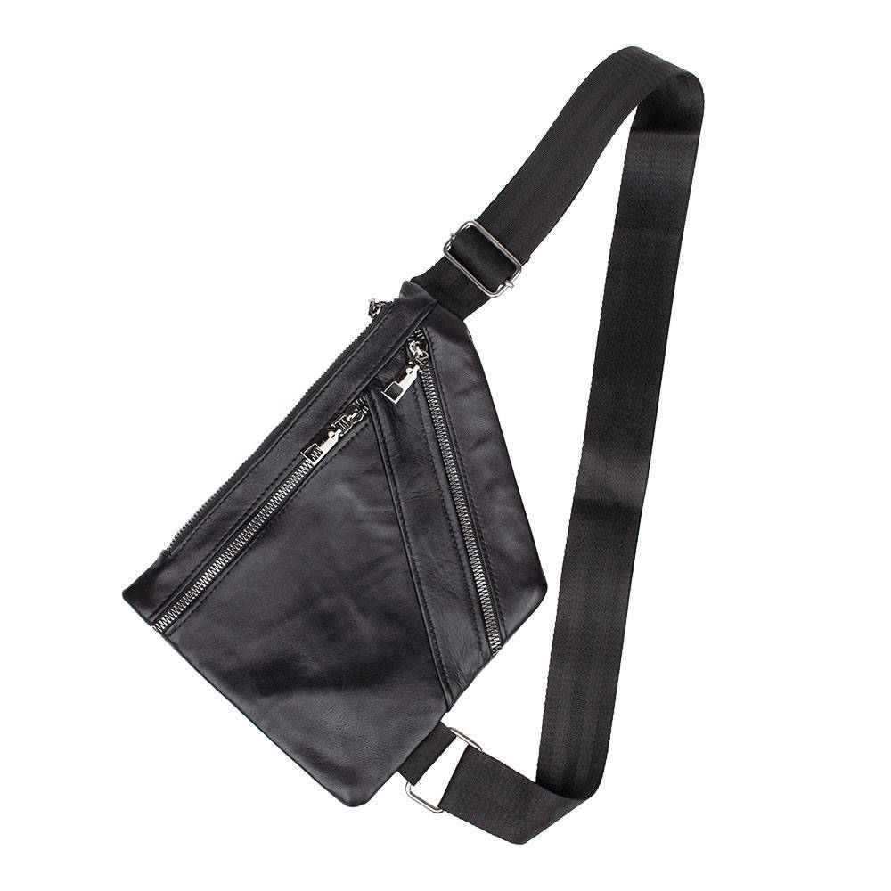 

Кожаная мужская сумка-кобура сумка-слинг cross body LT 5653 черная, Черный
