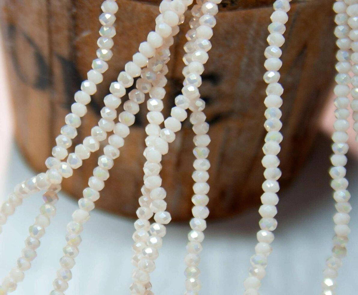 

Бусины хрустальные 2х2мм кол-во: 180-190 шт, непрозрачный бежевый с АБ (сп7нг-6717)