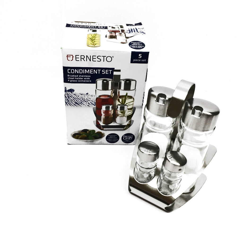 

Набір для олія/оцет 150ml +сіль/перець 33ml ''Ernesto'' 5178