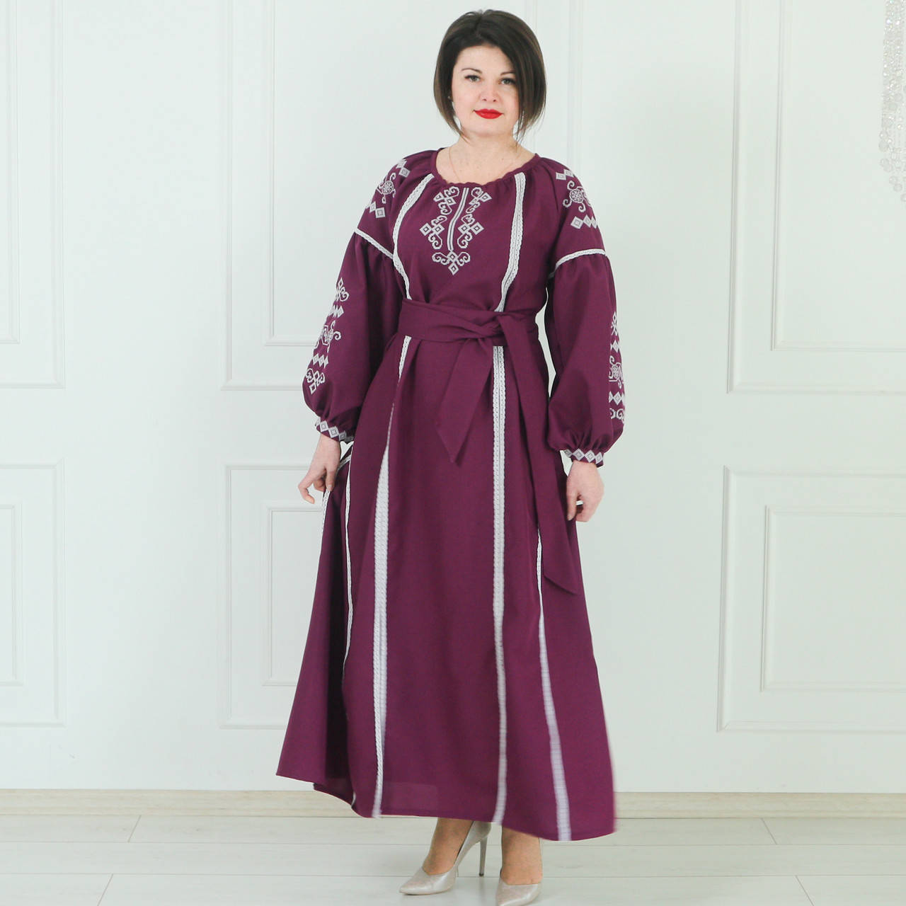 

Вышитое платье "Алексис" PJ-0025, Фиолетовый