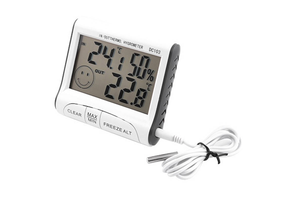 

Портативный цифровой термометр с гигрометром и выносным датчиком DC-103