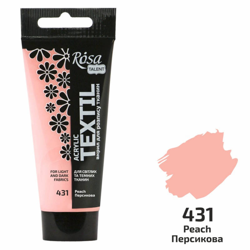 

Краска акриловая для росписи ткани персикова 60 мл Rosa Talent, 263460431