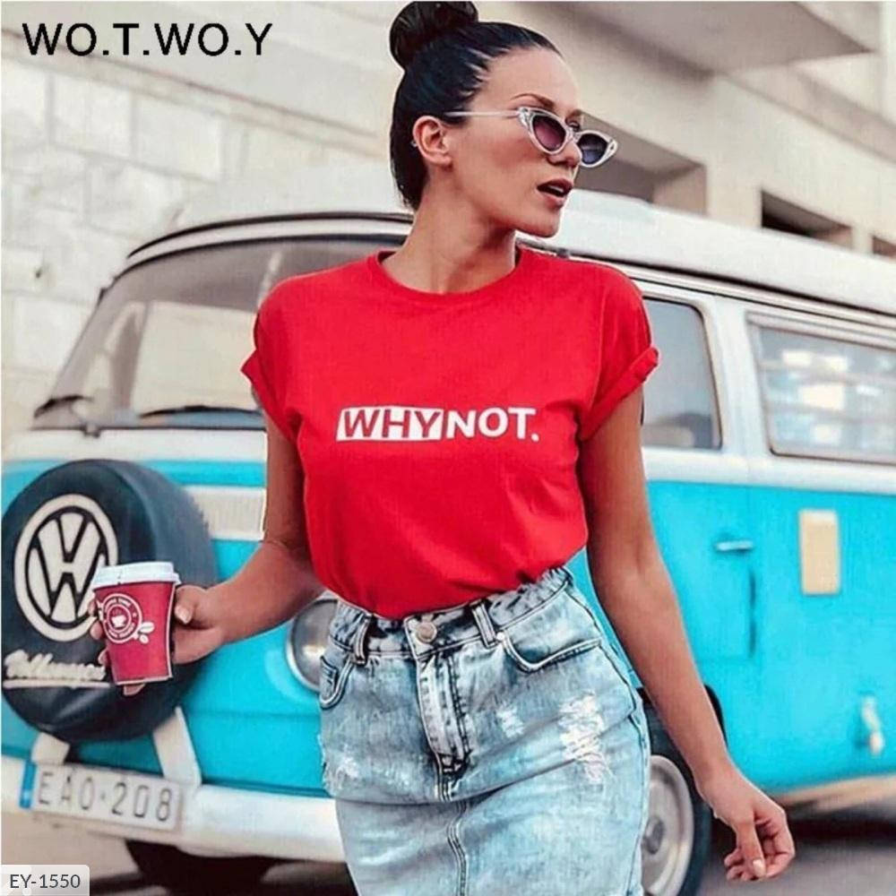 

Женская футболка whynot. Цвета: красный,белый и черный Производитель: китай.