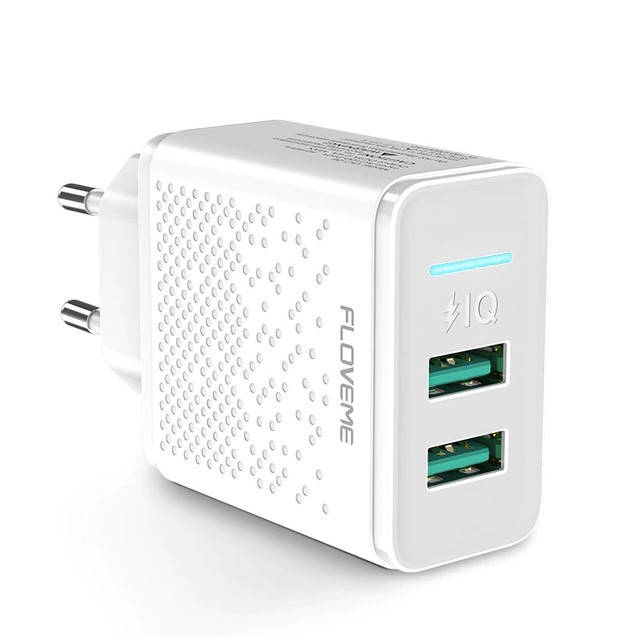 

Зарядное устройство для 2 USB FLOVEME 2.4A Белый