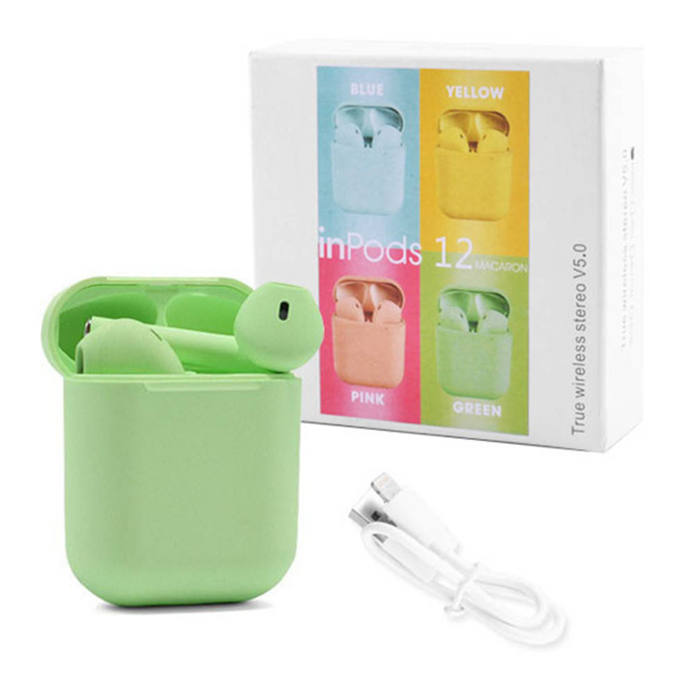 

Беспроводные наушники блютуз гарнитура inPods 12 simple TWS bluetooth V5.0 сенсорные. Цвет: зеленый