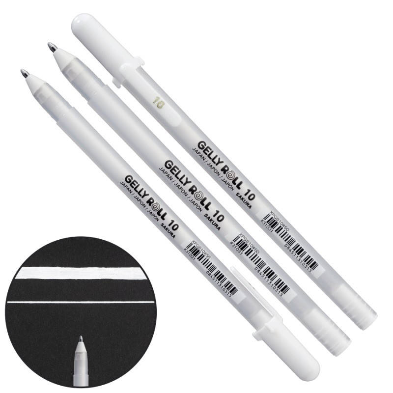 

Ручка гелевая белая Sakura Bold 0,5 мм Gelly Roll Basic 10 XPGB10#50, 310315