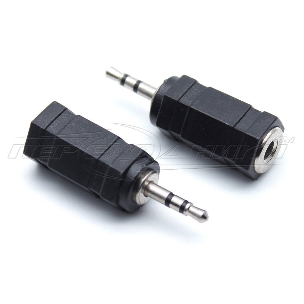 

Переходник штекер 2.5 стерео - гнездо 3.5 стерео (пластик), Черный