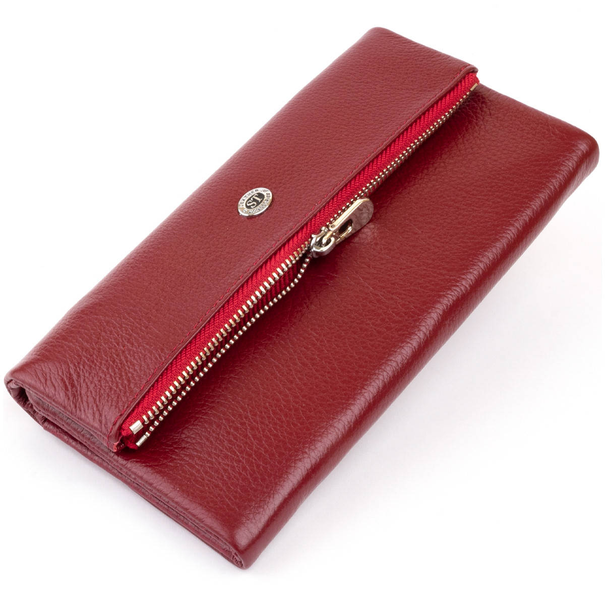 

Клатч конверт с карманом для мобильного кожаный женский ST Leather 19273 Бордовый