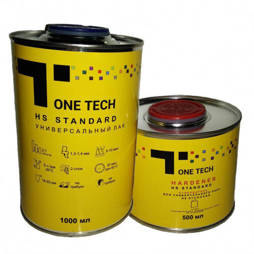 

T1-CL0022-1000 Лак Clear HS Standart 2:1 (1 л) с отвердителем (0,5 л), ONE TECH
