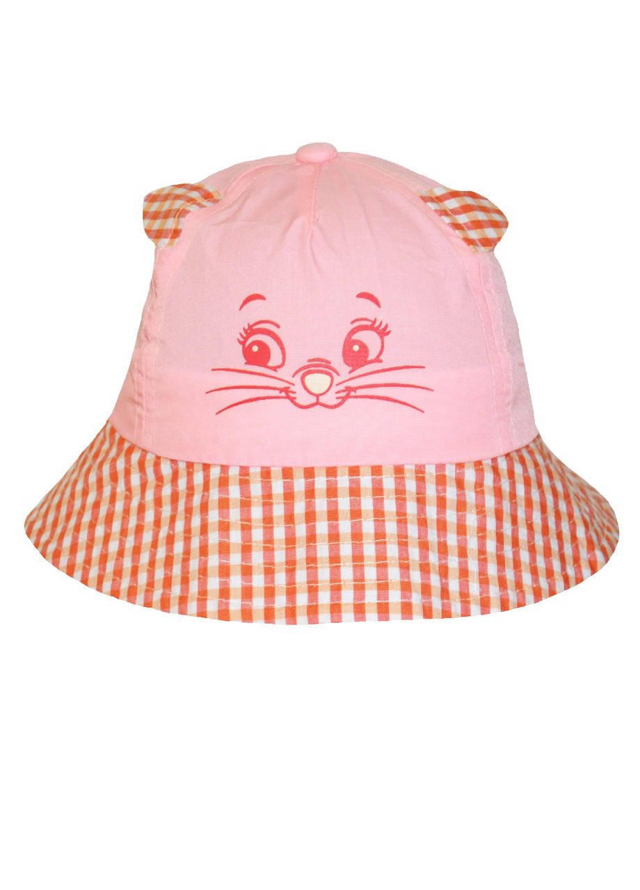 

Панама шляпка девочке на лето Кошечка персиковая, Персиковый
