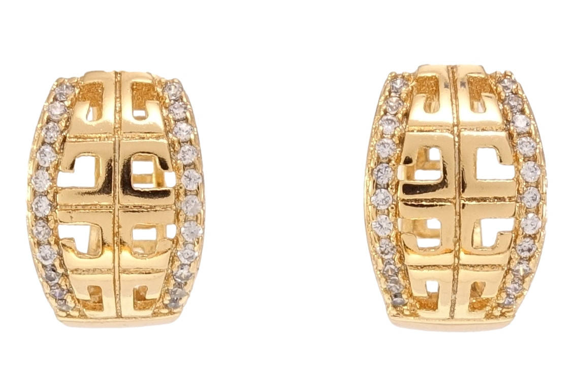 

Серьги Xuping Позолота 18K колечки "Резной орнамент с дорожками циркония"