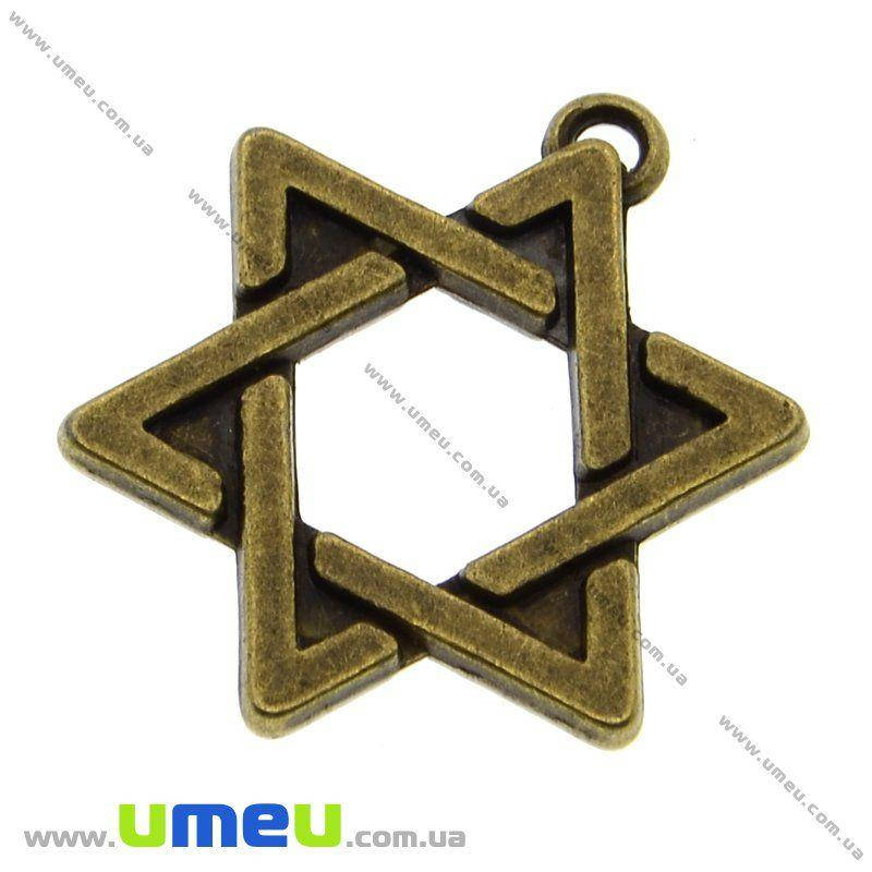 

Подвеска металлическая Звезда Давида (двухстор.), Античная бронза, 23х18 мм, 1 шт (POD-001841)