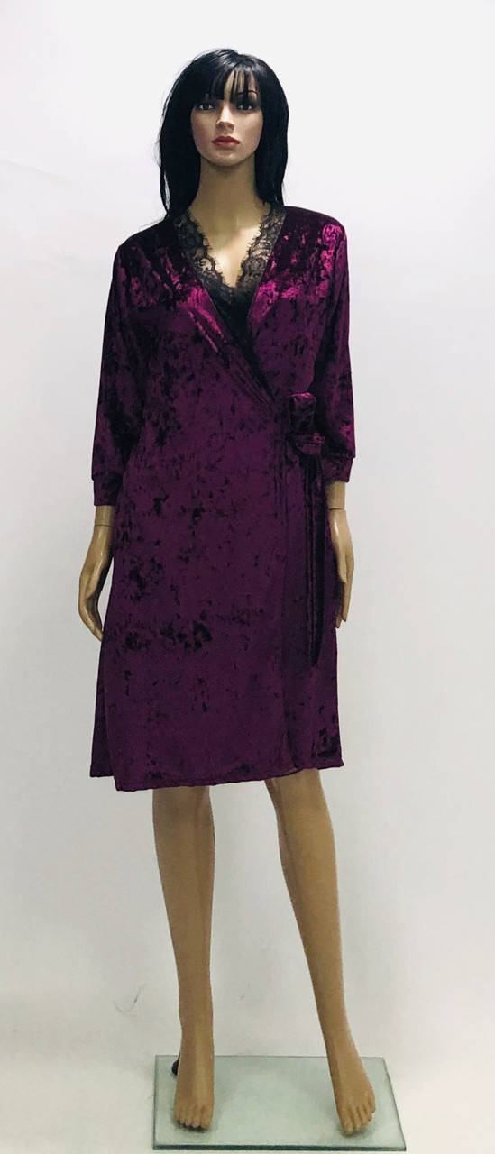 

Халат на запах велюр мраморный, Черный