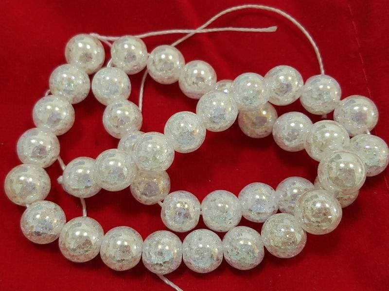 

Бусины на нитке Хрусталь "снежный" (стекло) с переливом d=10мм