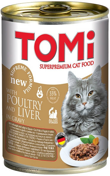 

Консервы для котов TOMi Рoultry liver ТОМИ ПТИЦА ПЕЧЕНЬ, 400 г