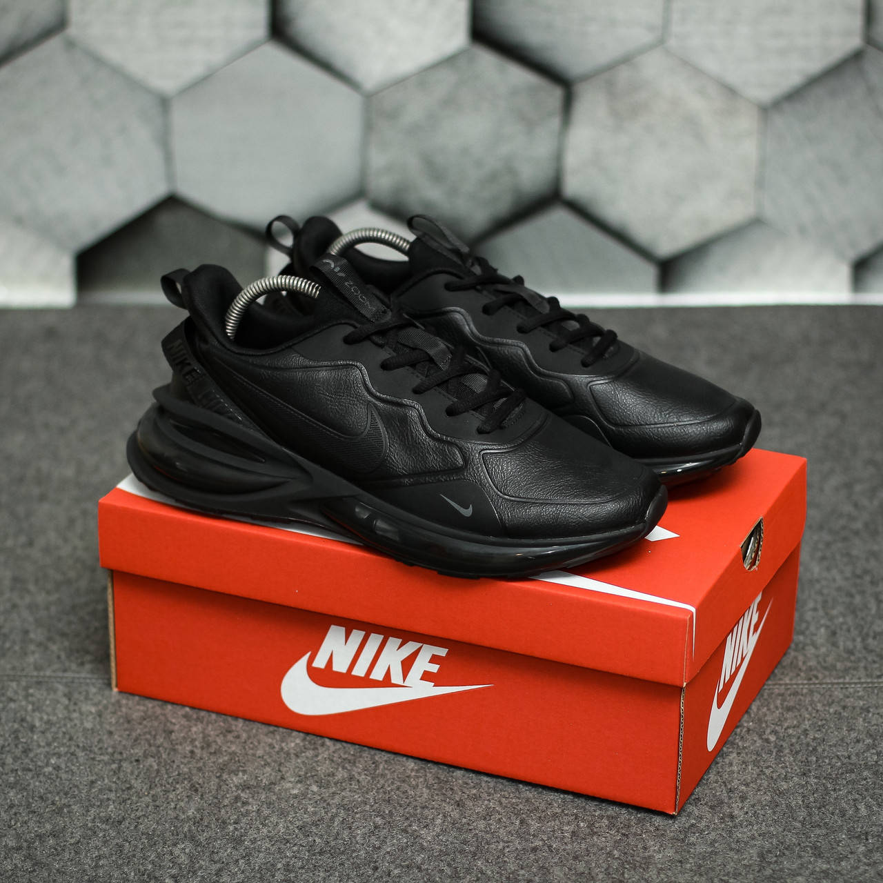 

Черные кожаные мужские кроссовки Nike Air Zoom, Черный
