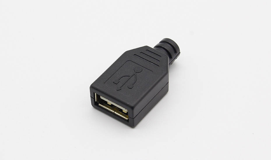

USB разъем штекер мама в разборном корпусе, Черный