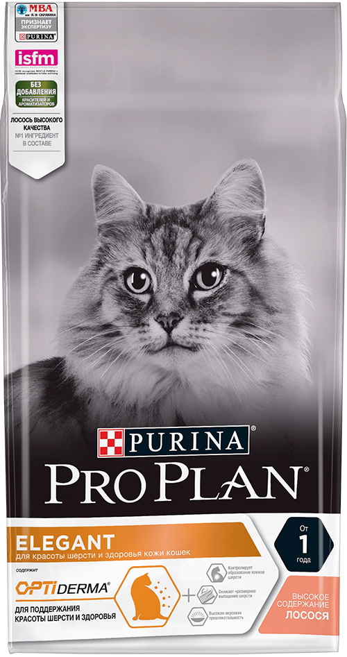 

Корм PRO PLAN Elegant Adult для взрослых кошек с чувствительной кожей с лососем 400 г