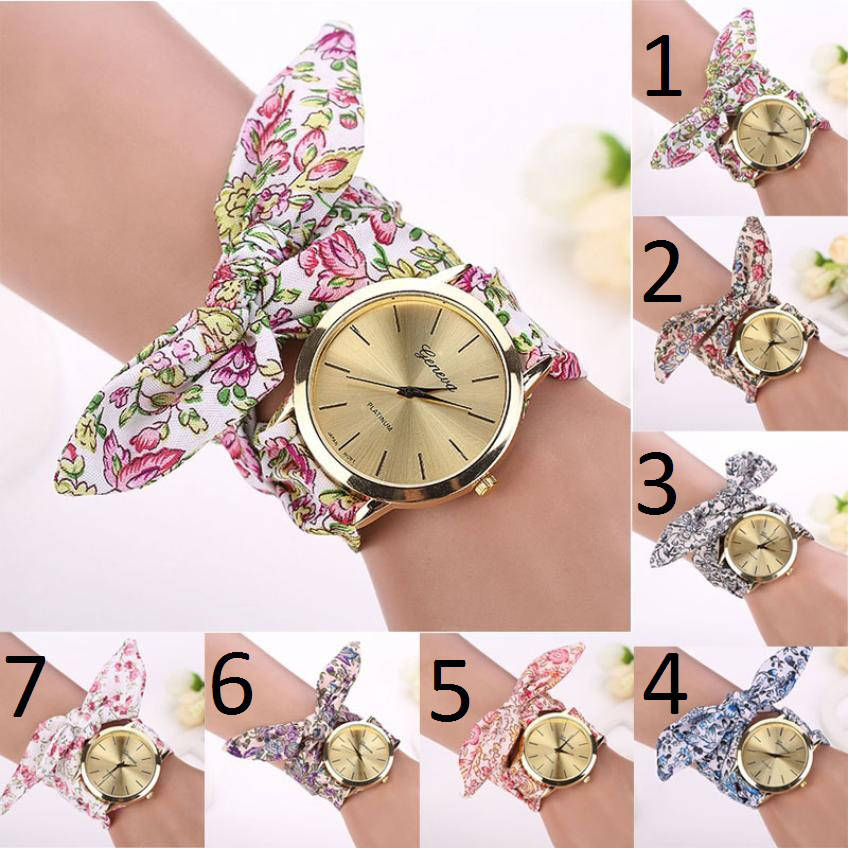 

Кварцевые женские наручные часы с цветочным принтом №7