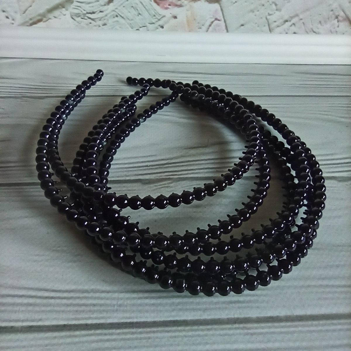 

Обруч детский жемчуг чёрный 7 мм, Черный