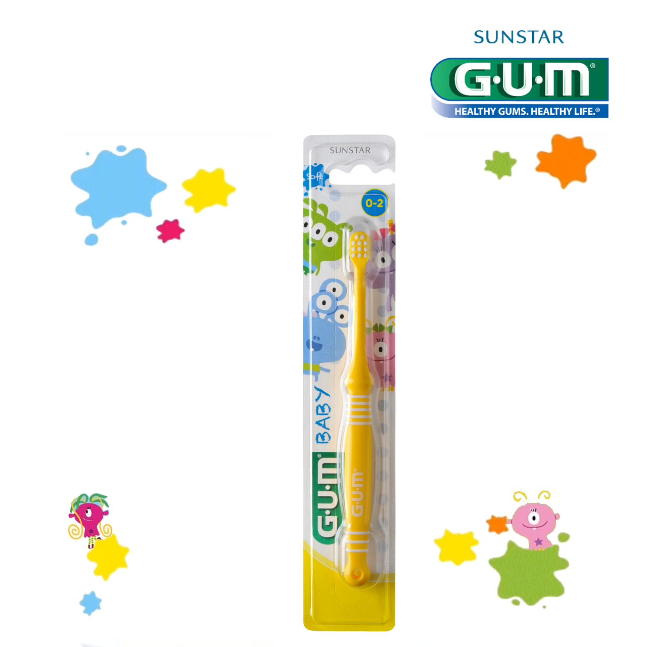 

Зубная щетка GUM BABY MONSTER (0-2 лет) желтая
