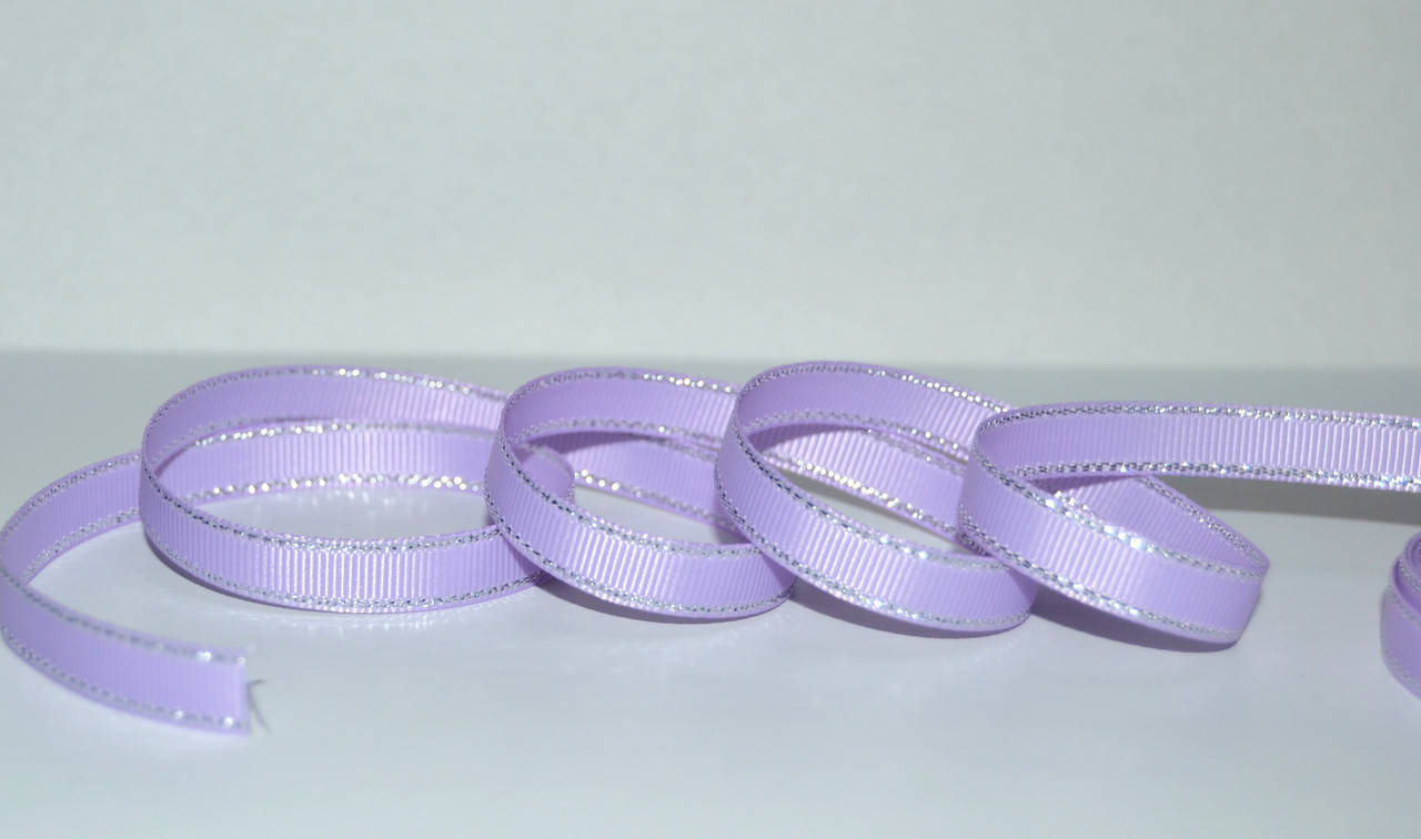 

Стрічка репсова, 0,9см з люрексом, колір бузковий-срібло