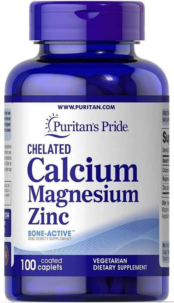 

Хелатный кальций, магний, цинк, Chelated Calcium Magnesium Zinc 100 Caplets
