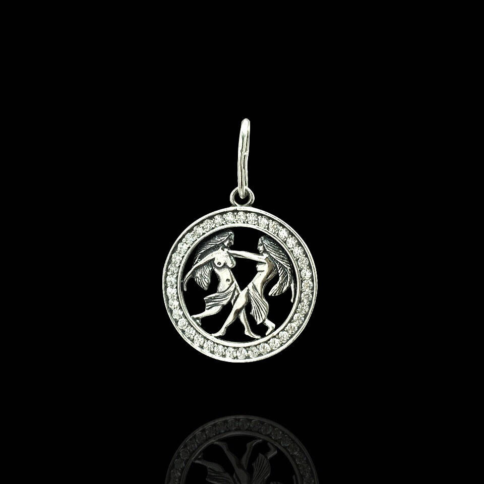

Серебряная подвеска, знак зодиака, Близнецы