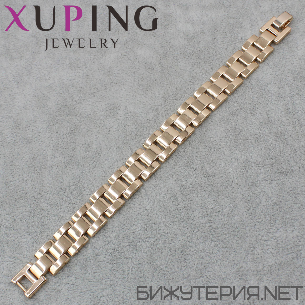 

Браслет Xuping золотой, мужской, массивный, широкий, медицинское золото длинна 18 см. ширина 13 мм.