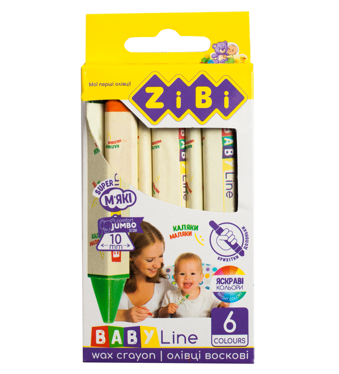

Олівці воскові JUMBO, 6 кольорів, тригранні, BABY Line