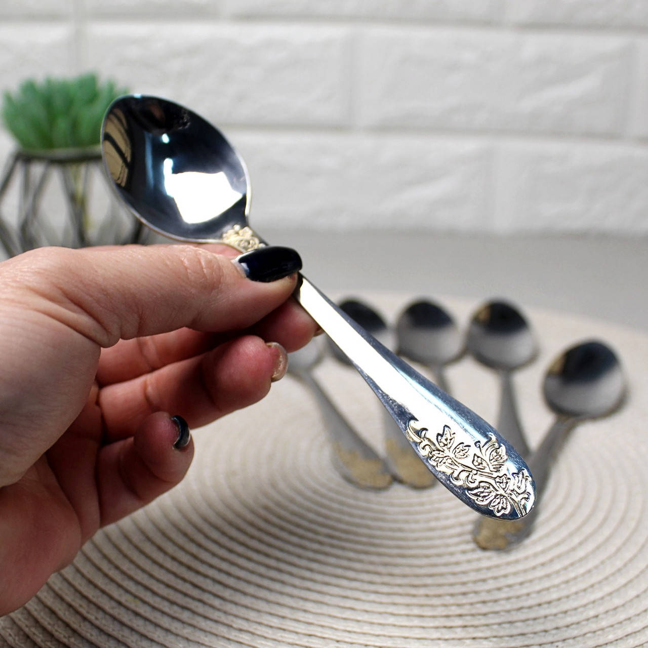 

Чайные ложки с золотым рисунком Вьюнок, набор 6 шт HLS (7511)