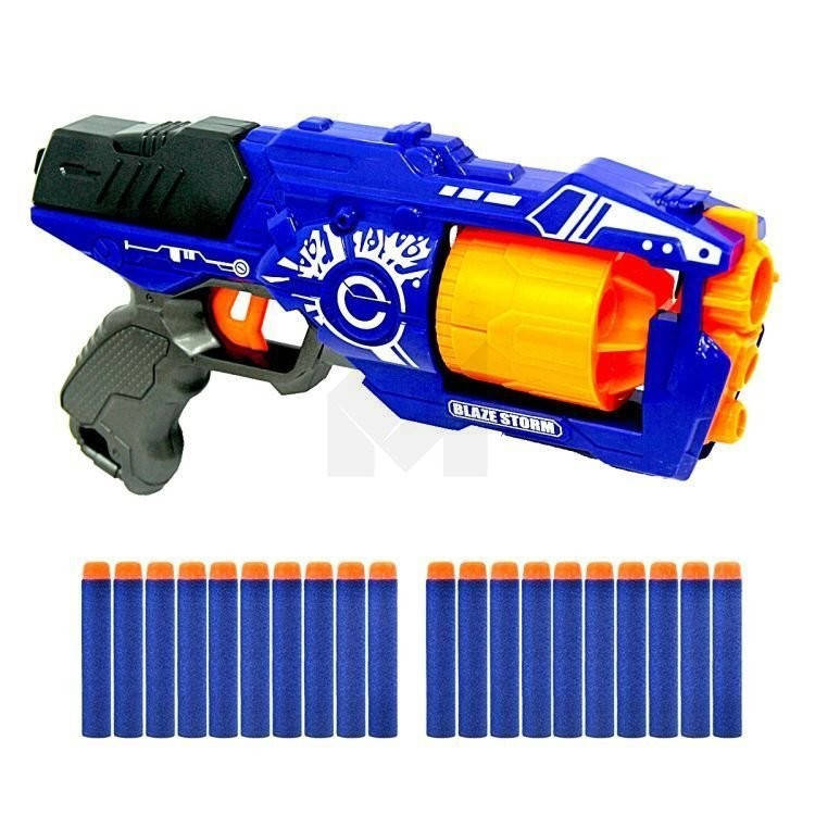 

Детский бластер автомат с барабаном и мягкими пулями Blaze Storm как нерф Nerf 7092, Разные цвета