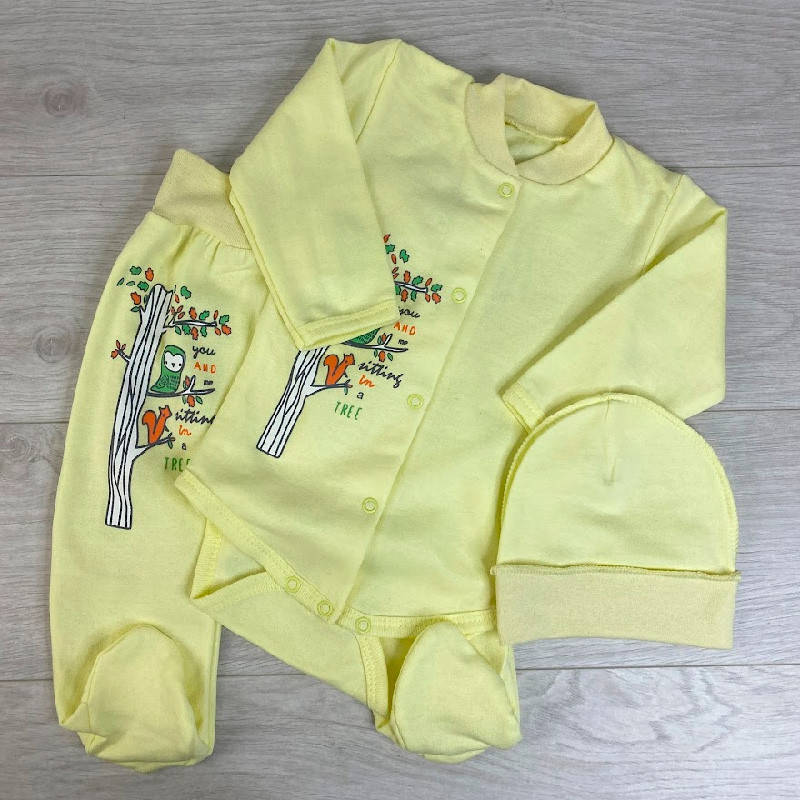 

Комплект для новорожденного байка арт.573 3 предмета: ползунки, боди, шапочка