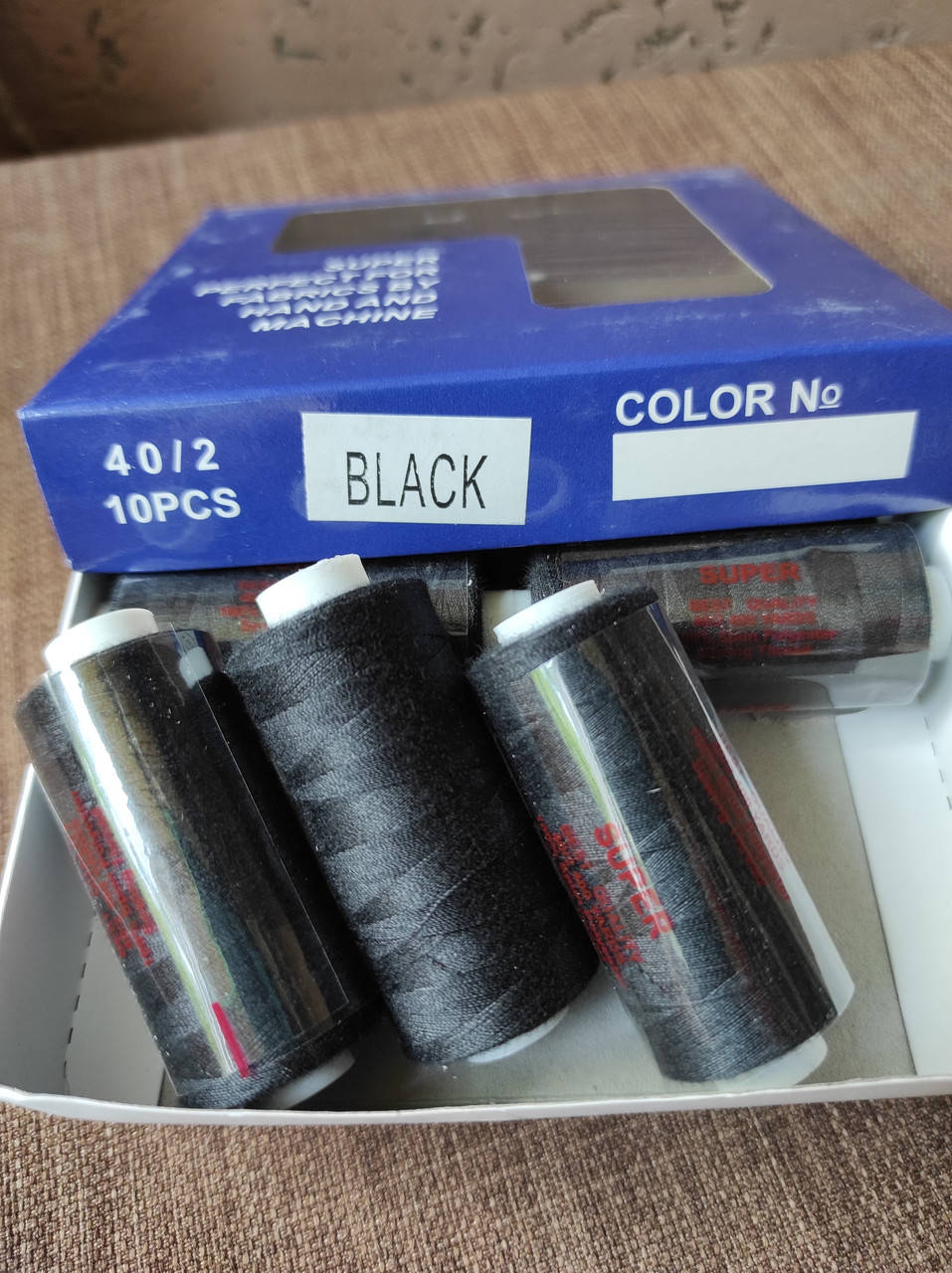 

Нитки швейные 40/2 400 ярдов ТМ Super, Черный