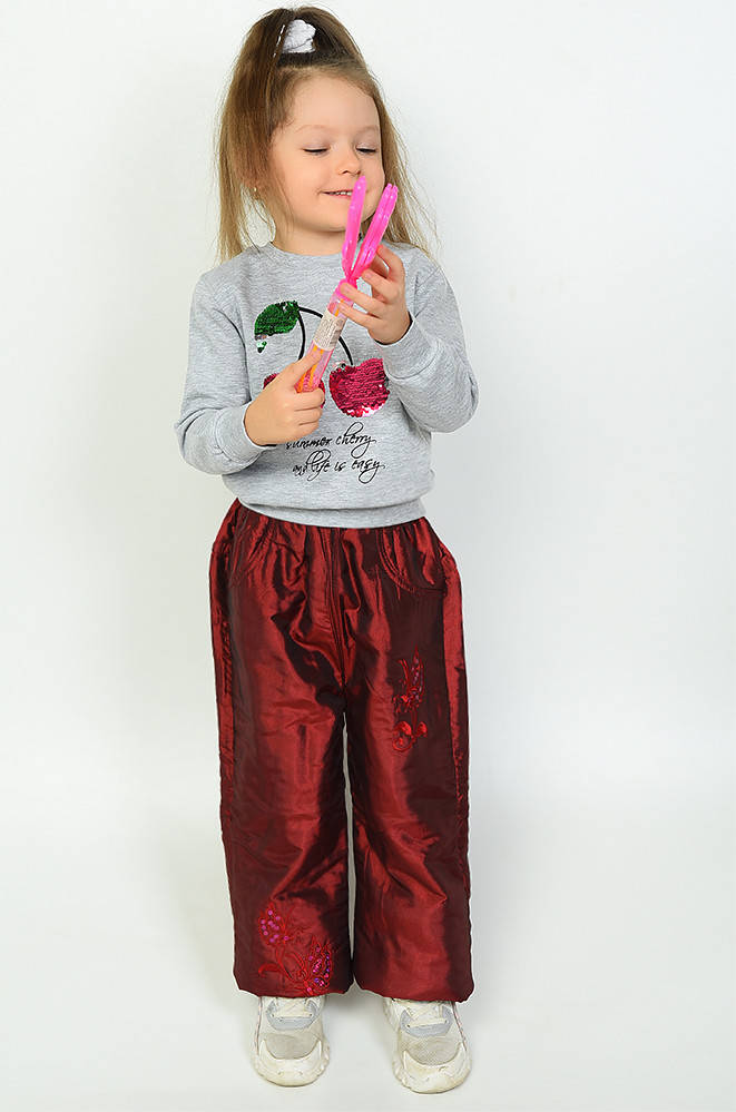 

Штаны детские теплые девочка вишневые 137405M