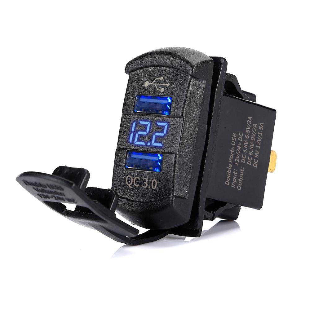 

USB зарядка QC3.0 + вольтметр в место штатной кнопки, заглушки. Синяя
