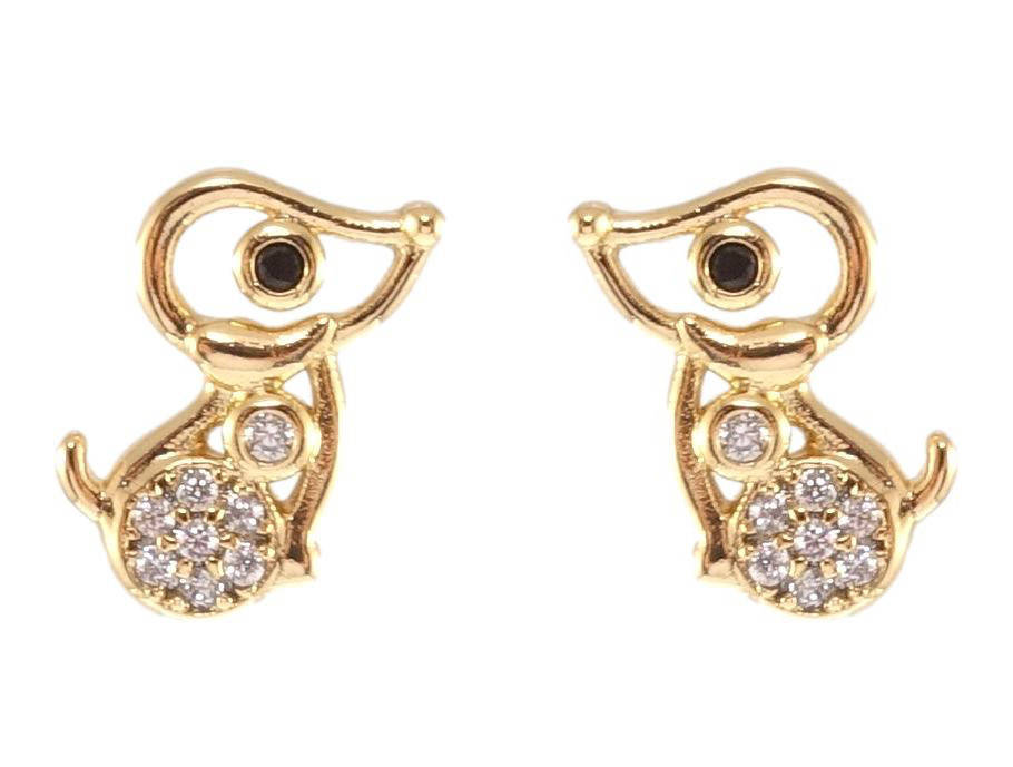 

Серьги детские Xuping Позолота 18K гвоздики (пуссеты) "Собачки с кристаллами"