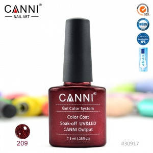

Гель-лак CANNI № 209 (вишневый с мелкими красными блестками и микроблеском (эффект 3D))