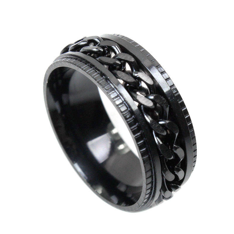 

Мужское кольцо спиннер "Цепь", черное, С8996