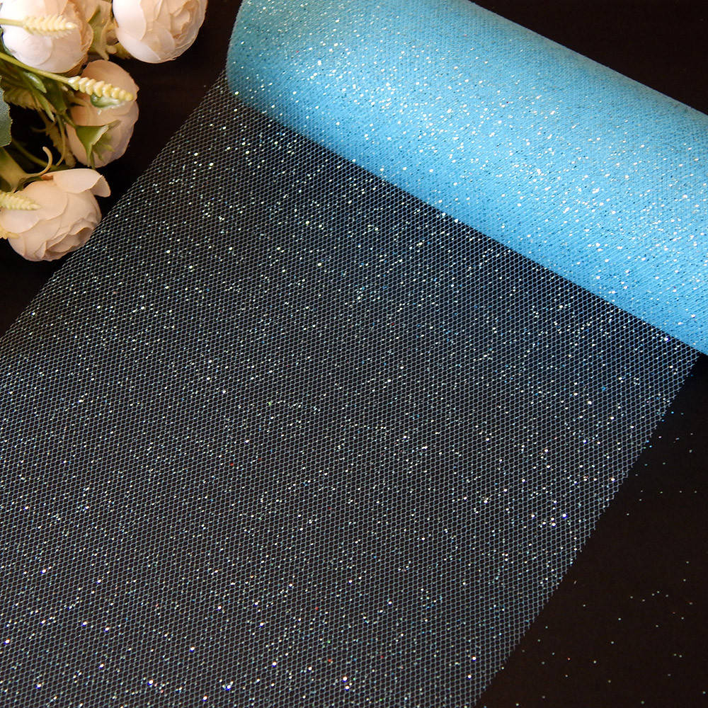 

Фатин в рулончиках шириной 15 см, с блеском (глиттером), голубой