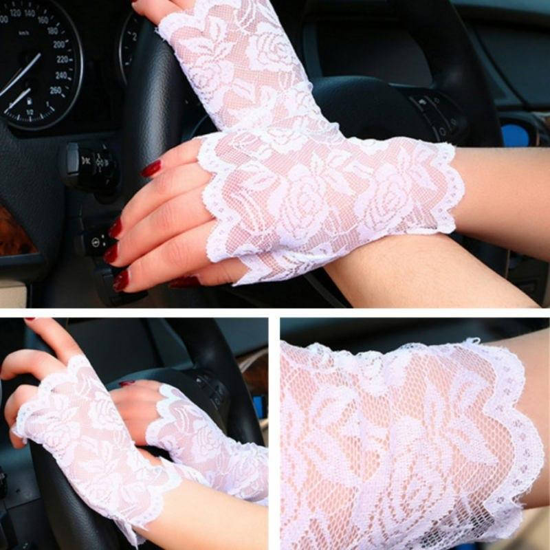 

Перчатки кружевные короткие Варежка (p331-white), Белый