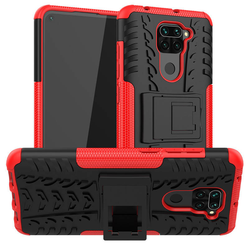 

Чехол Armor для Xiaomi Redmi Note 9 противоударный бампер Red