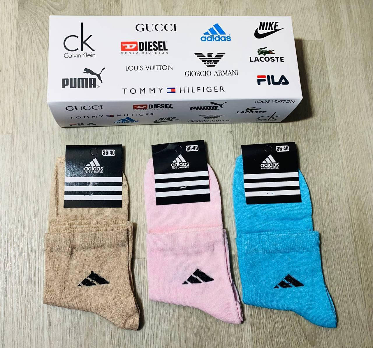 

Подарочный набор носочков из хлопка Adidas размер 36-40 ассорти 9 пар, Разные цвета